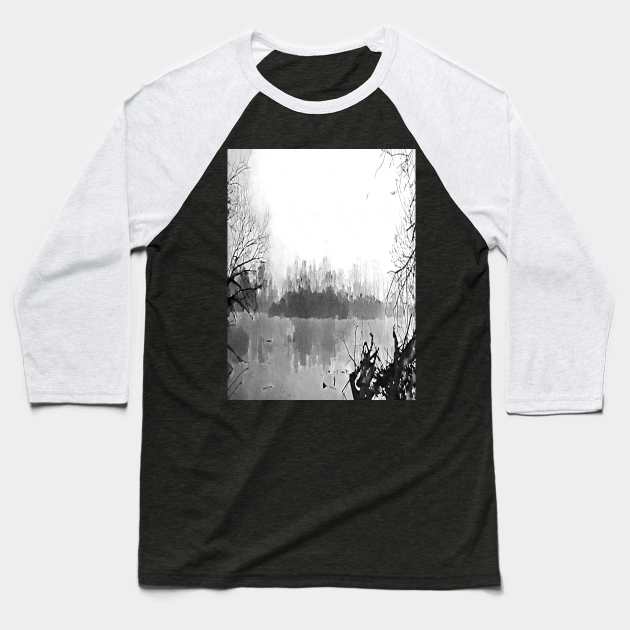 river forest landscape Baseball T-Shirt by Banyu_Urip